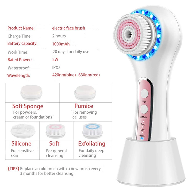 3 in 1 Electric Facial Cleaning Brush Device Sonic Wireless Face Cleansing Brush for Home Use