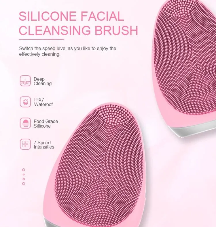 Waterproof Exfoliators Sonic Facial Cleansing Brush Silicone Face Massage Cleaning Brush