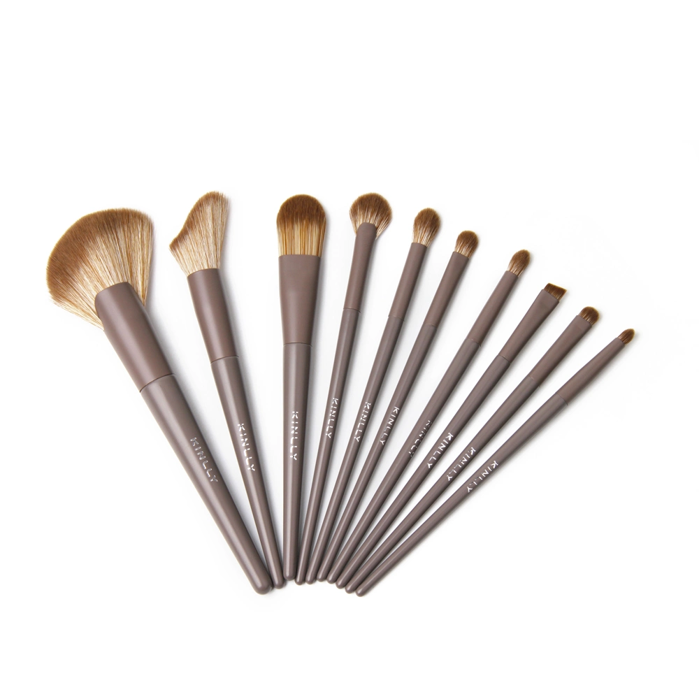 10PCS Advanced Grey New Fan Brush New Hair Make-up Brush Set