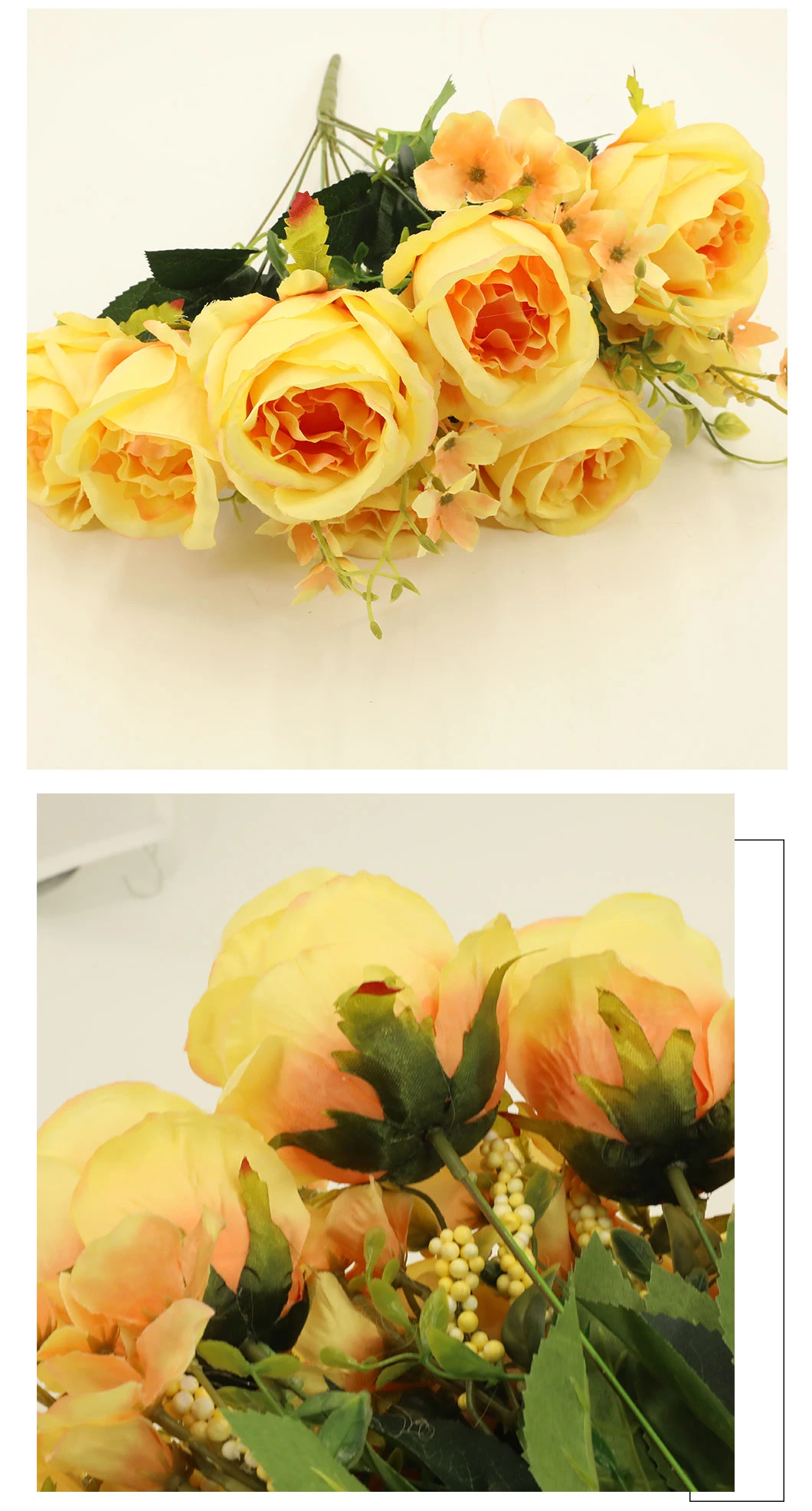 Cheap Artificial Flower Rose Bouquet Office Indoor Desk Decorations Dy1-3445
