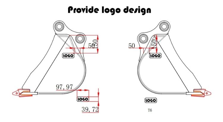 49t Excavator HD Bucket with 6 PCS Bucket Teeth