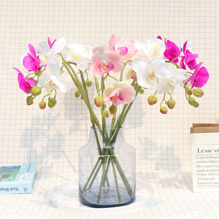 3 Heads Artificial Butterfly Orchid Real Touch Phalaenopsis Orchid