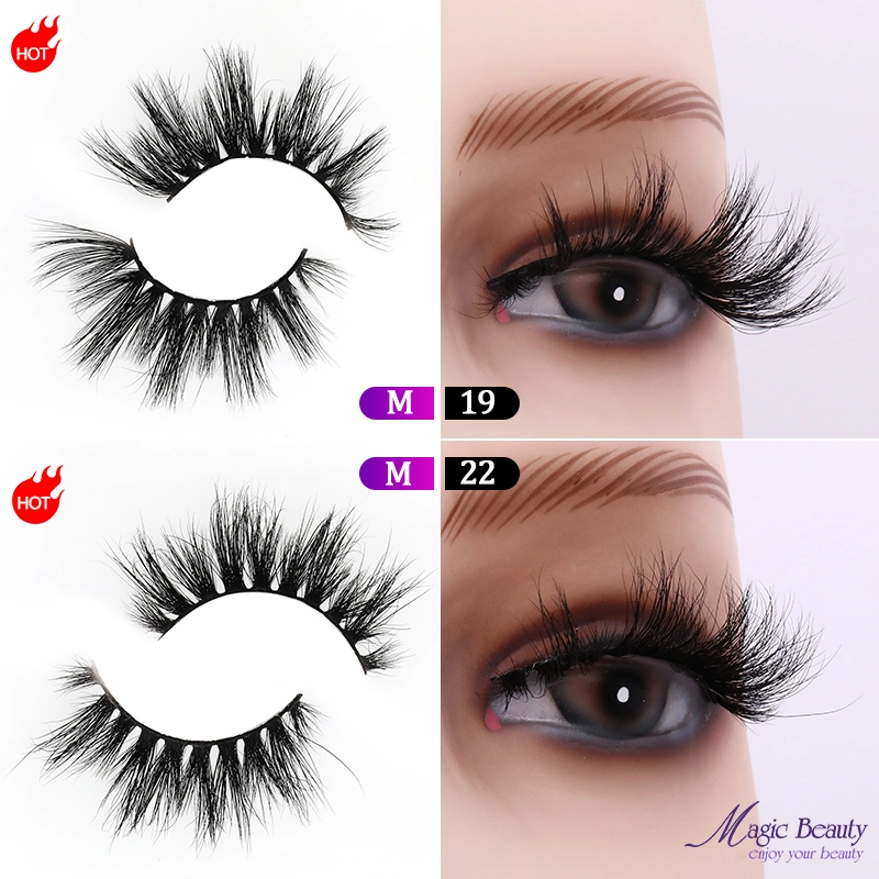 3D M19 M22 Mink Fur Lashes Wholesale Korean PBT Fiber Eyelashes Beauty Cosmetics Eyelash for Makeup Artists