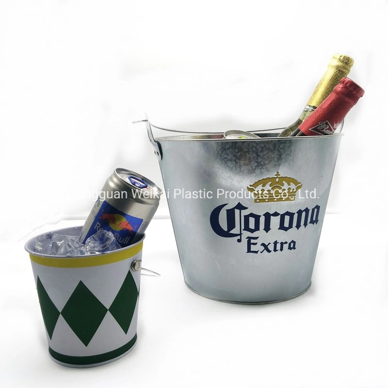 Ice Bucket Beverage Bucket Galvanized Round Party Beverage Tub Drink Cooler Ice Bucket Wine Barrel