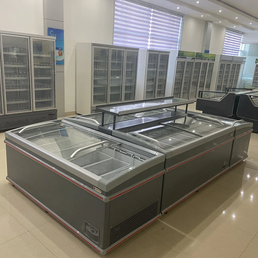 Commercial Supermarket Combine Island Display Freezer Sliding Door