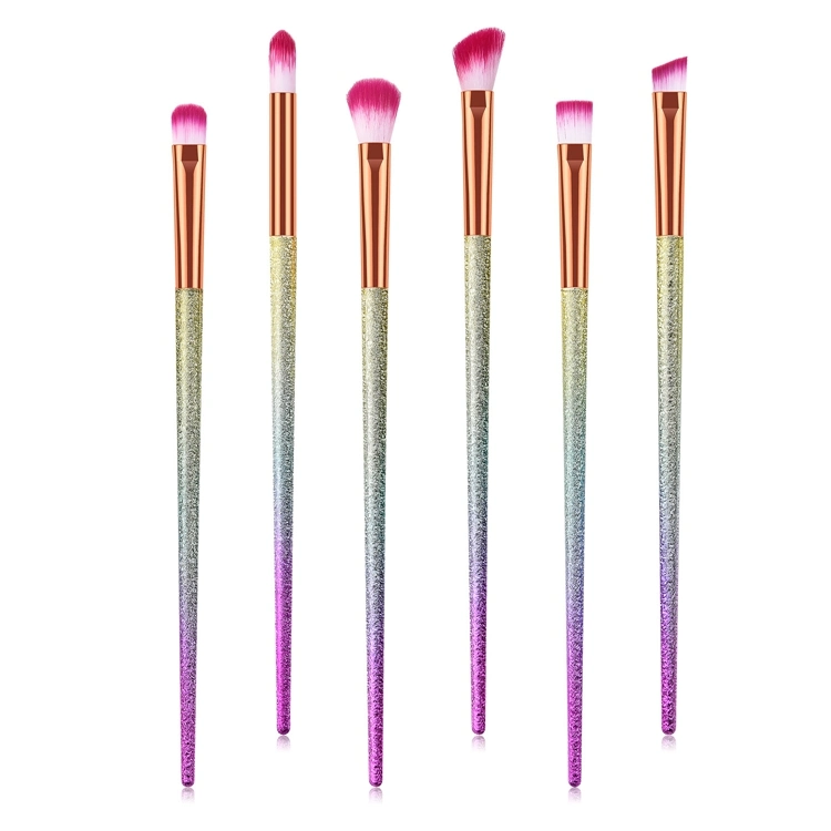 6PCS Diamond Makeup Brushes Kits Eye Brush Set Blending Eyeshadow Angled Eyeliner Smoked Bloom Makeup Brushes Beauty Cosmetics