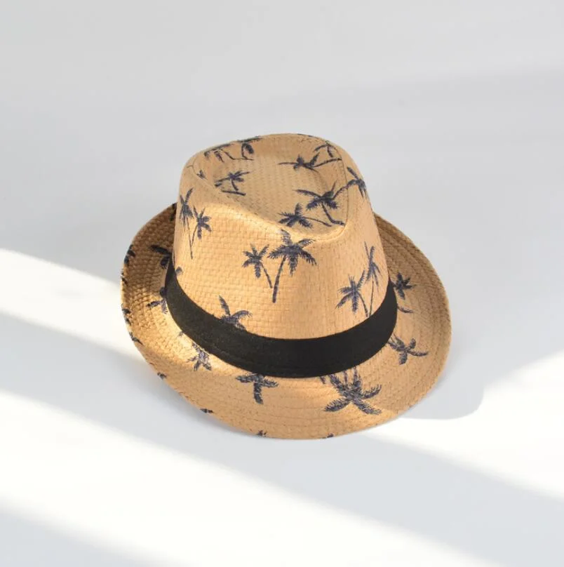 Summer Wide Brim Straw with Large Bowknot Printed Panama Straw Hats for Adults