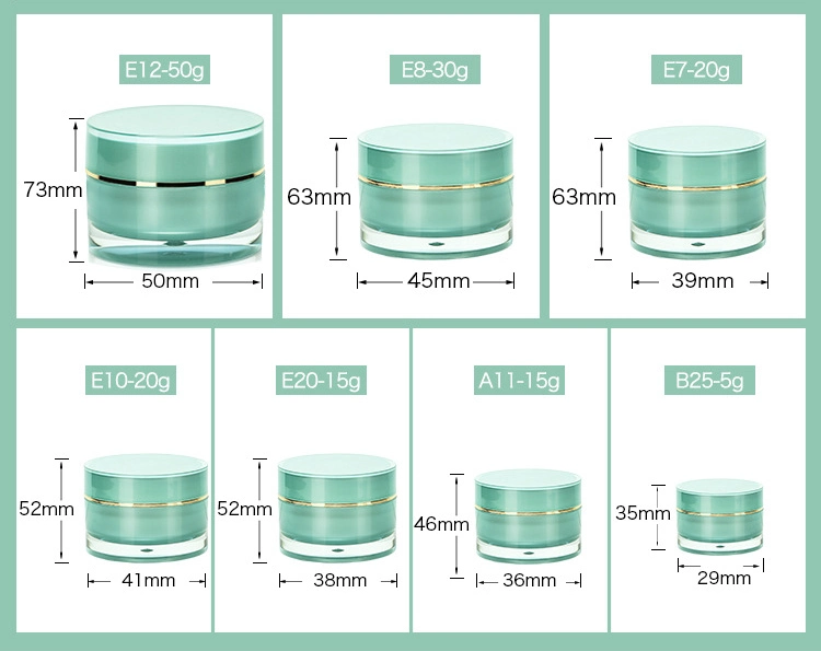 in Stock Cosmetic Container Eempty 5g Green Acrylic Cream Jar Lip Balm Jar for Skin Care