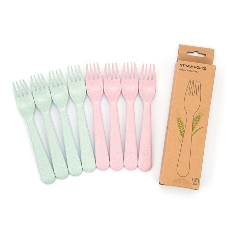 Eco-Friendly Nature Wheat Straw Tableware Set Plate/Bowl/Cup/Wheat Straws/Edible Rice Straw/Knife Fork Spoon Party Tableware