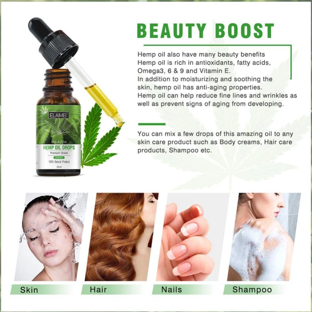 10/20ml Organic Essential Oils Hemp Seed Oil 2000mg Herbal Drops Relieve Stress Cbd Oil Facial Body Skin Care Help Sleep