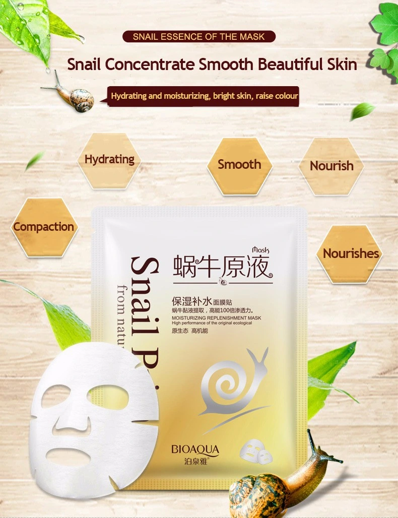 10 PCS Snail Mask Set Hyaluronic Acid Mask Moisture Hydrating Whiten Shrink Pores Anti Wrinkle Repair Facial Skin Care