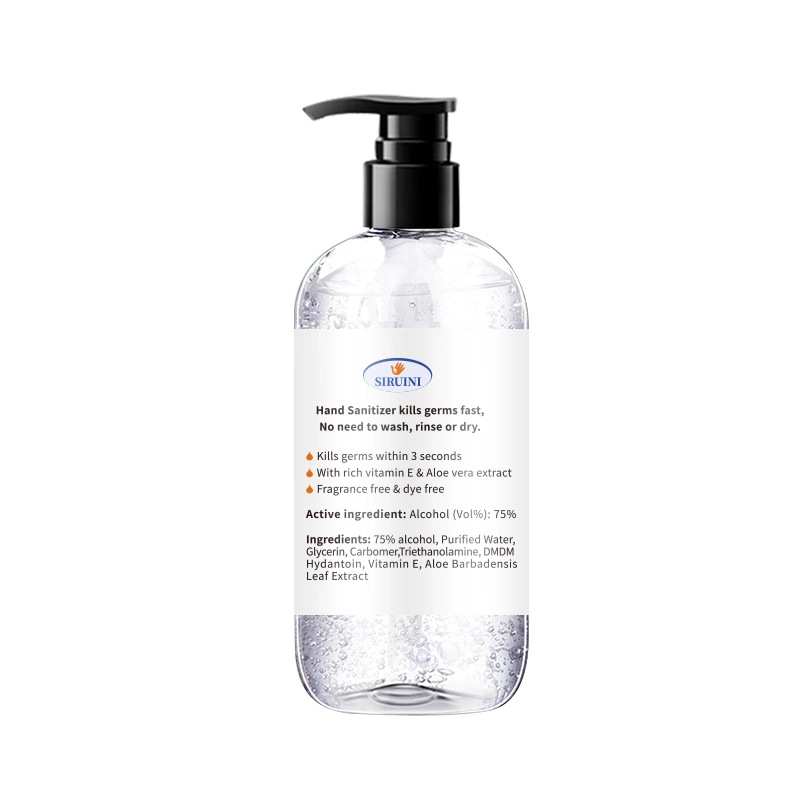 OEM 300ml Round Black Pump Bottle Waterless Alcohol Antibacterial Hand Sanitiser Gel