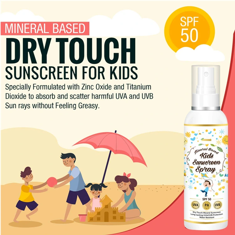 OEM Mineral Based Water Resistant Kids Sunscreen Spray SPF 50