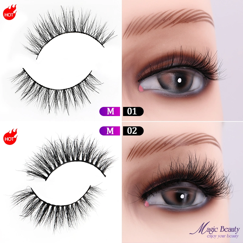 2020 New Design Style Eyelashes Beauty Cosmetics Lashes High-Grade Fluffy M01 M02 Mink Eyelash with Custom Your Logo Box