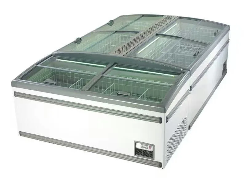 New Style Supermarket Sliding Door Chest Deep Commercial Island Freezer