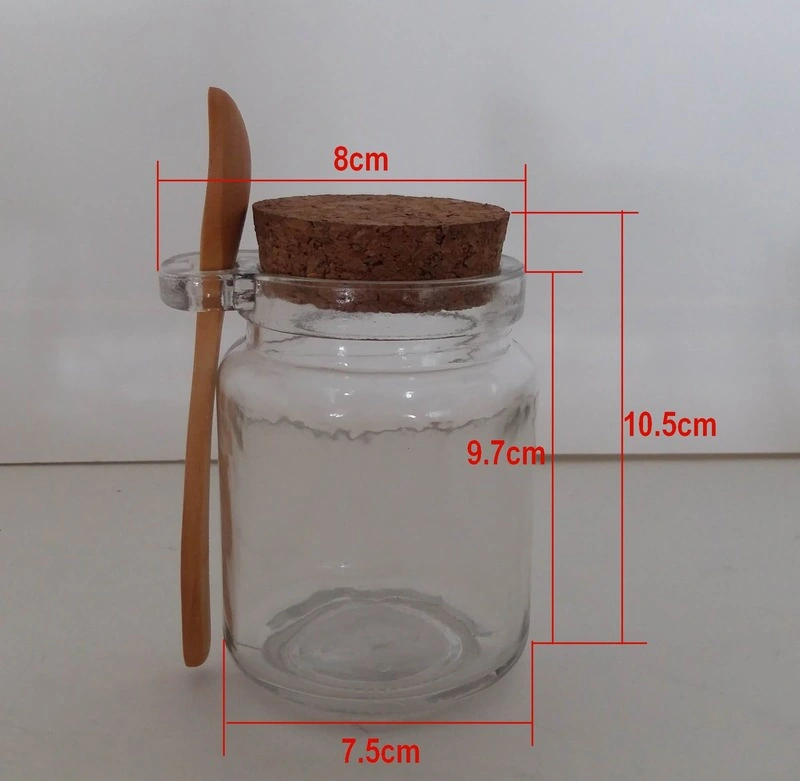 Best Selling Clear Glass Jar with Cork Lid and Wooden Spoon for Spice and Bath Salt