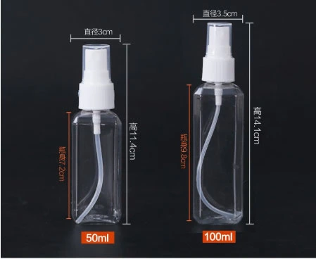 50ml/80ml/100ml Clear Plastic Spray Bottle Free Sample Hand Sanitizer Spray Bottle