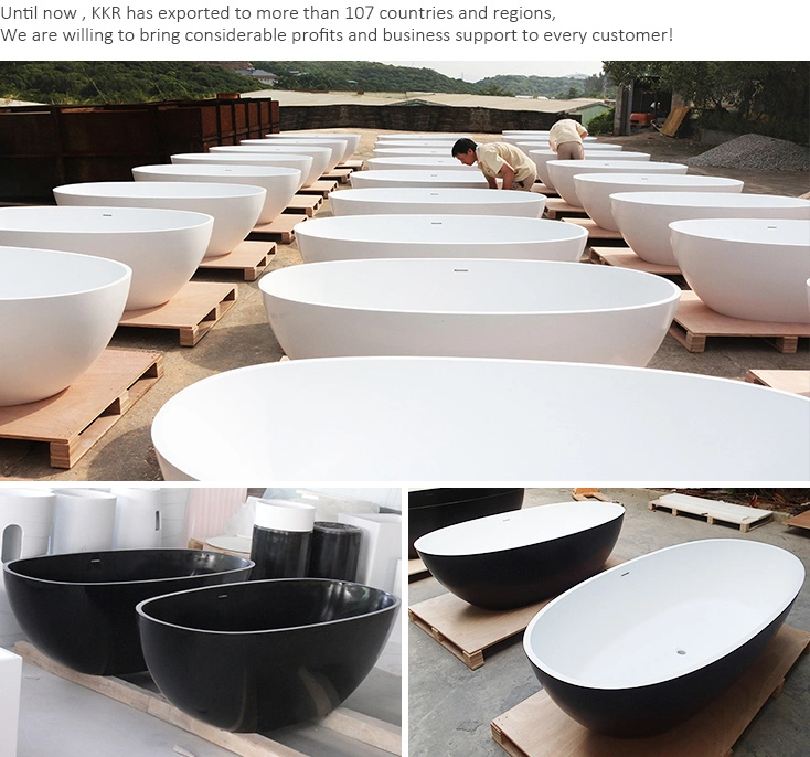 Custom Resin Bath Tub Artificial Stone Soaking Bathtub Freestanding Solid Surface Bathtub