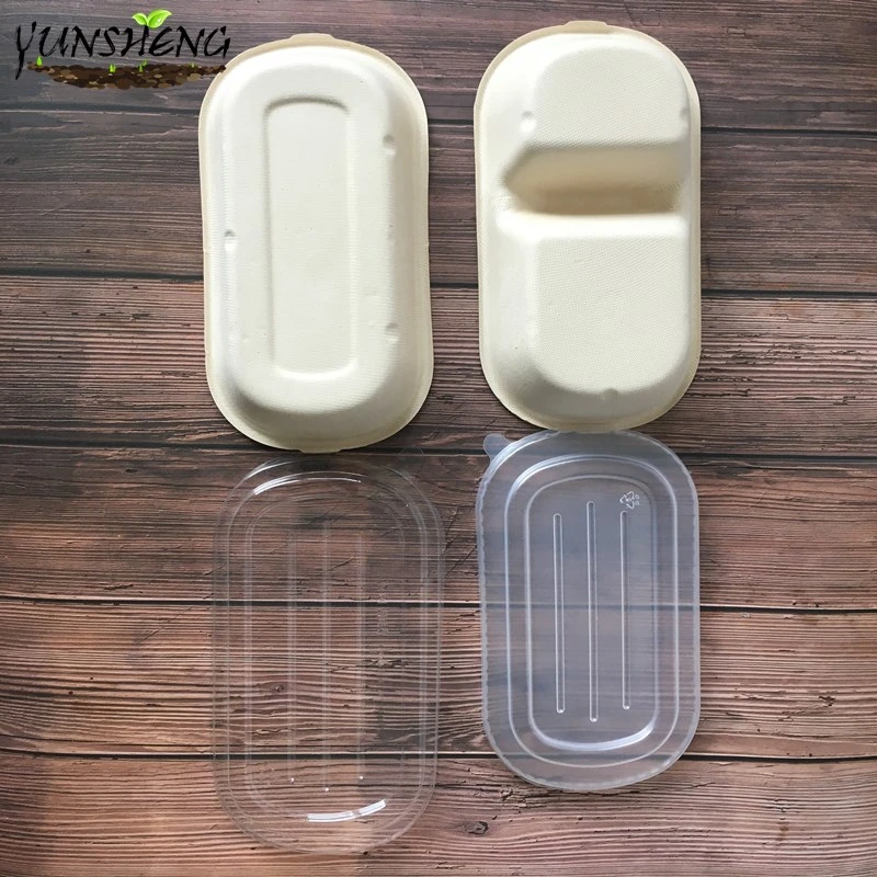 Eco-Friendly Customized Disposable Wheat Straw Paper Box with Lids Which Are Two Compartments