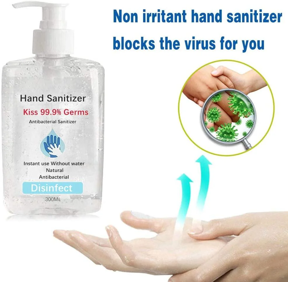 Waterless Antibacterial Hand Gel 300ml Travel Portable 75% Alcohol Hand Sanitizer Gel