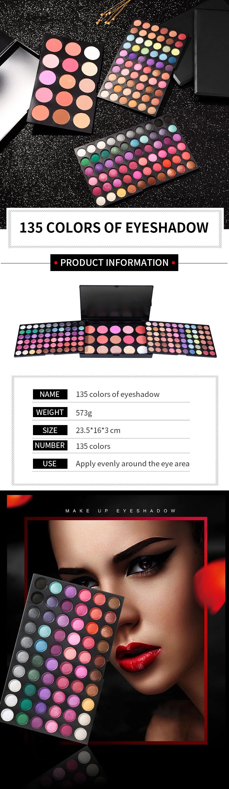 Occident Pearly Matte 3-Layer Practical Blush Eye Shadow Makeup Palette 135 Color Eye Shadow Palette