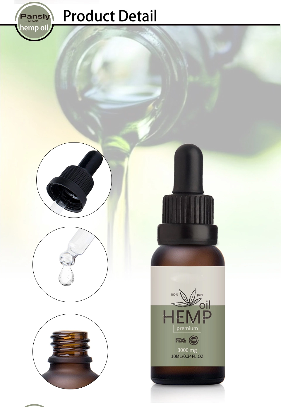 3000mg Organic Essential Oils Hemp Seed Oil Herbal Drops Relieve Stress Cbd Oil Facial Body Skin Care Help Sleep Relief Anxiety