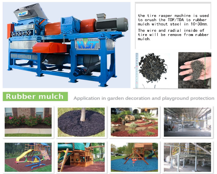 Recycled Rubber Mulch Machine Rubber Powder Tile Making Line Tire Waste Crusher Machine