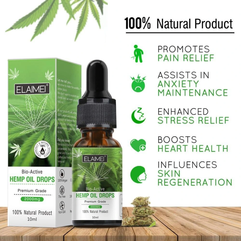 10/20ml Organic Essential Oils Hemp Seed Oil 2000mg Herbal Drops Relieve Stress Cbd Oil Facial Body Skin Care Help Sleep