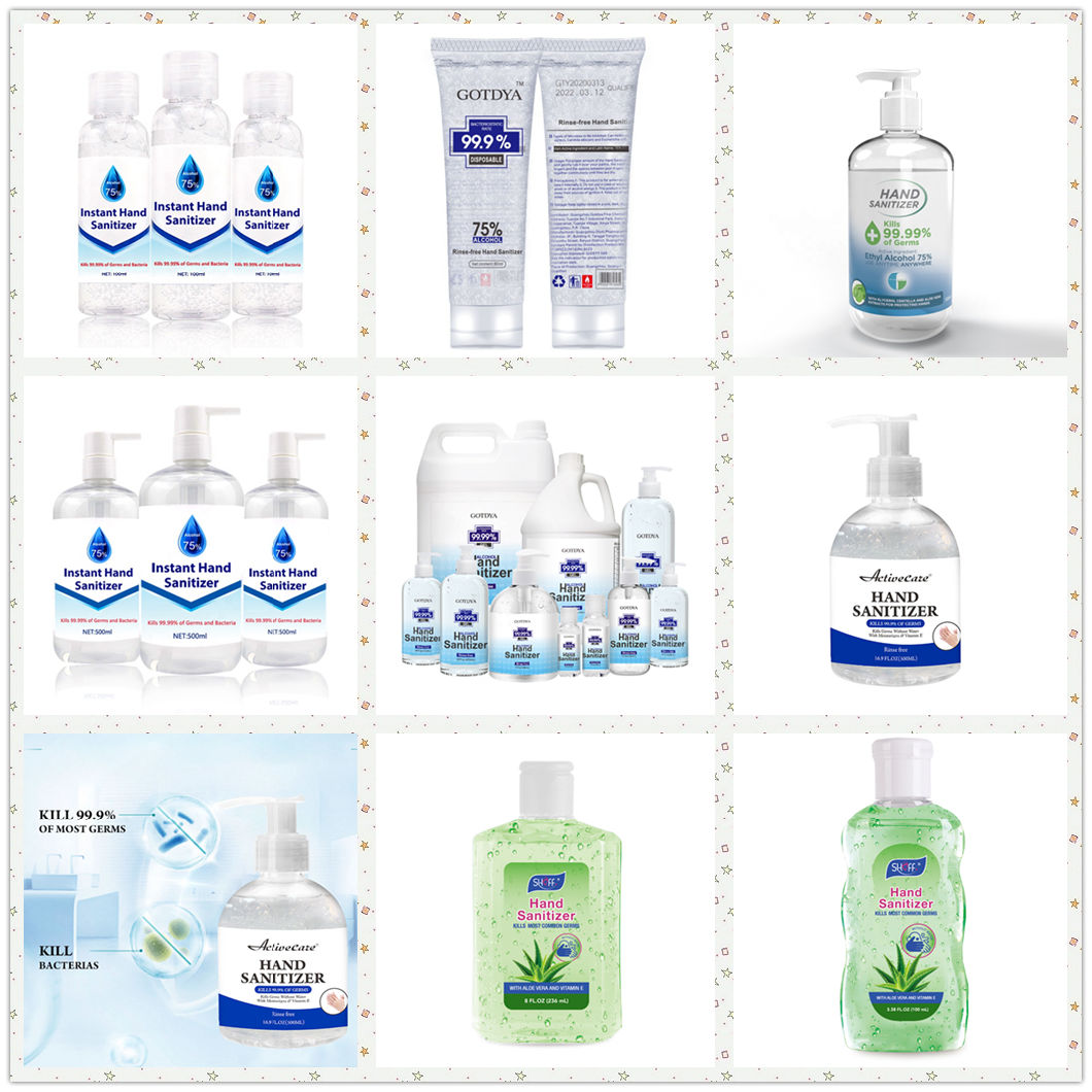 OEM Custom 300ml 500ml Liquid Hand Sanitiser Gel Antibacterial Rinse-Free 75% Alcohol Gel Hand Sanitizer