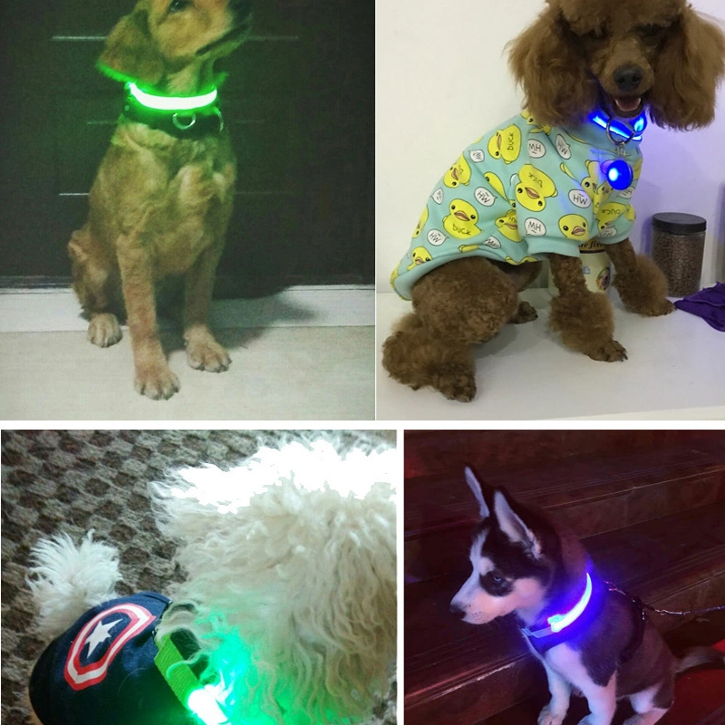 Adjustable Necklace Safety Nylon LED Glowing Dog Collar for Pet Dogs