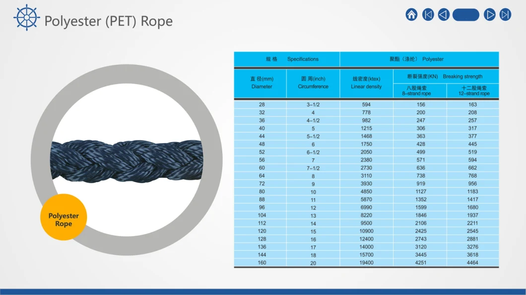 Factory Wholesale 8 Strand Braided Polyester Rope PP Danline Rope Marine Rope for Fishing and Mooring