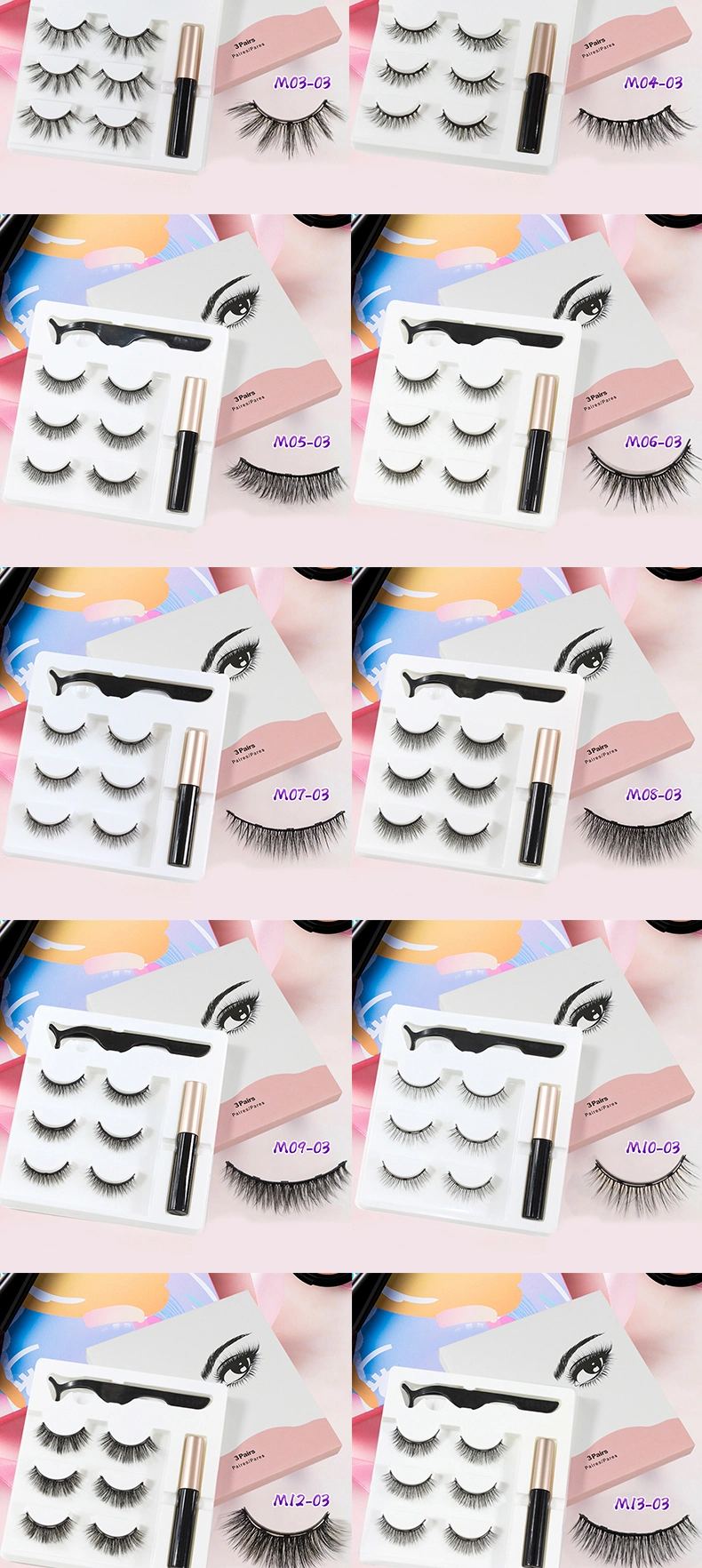 Chinese Manufacturer Private Label Magnetic Eyelashes Magnetic Eyeliner False Eyelash Set