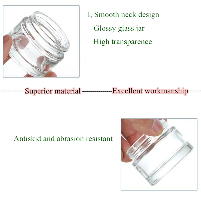 Glass Container 30g 50g Clear Cosmetic Glass Cream Jar with Plastic White Cap for Facial Cream