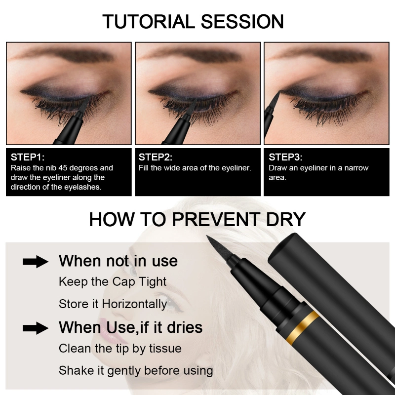 New Fashion Adhesive Eyeliner Black Liquid Eyelashes Eyeliner Waterproof Magic Eyeliner