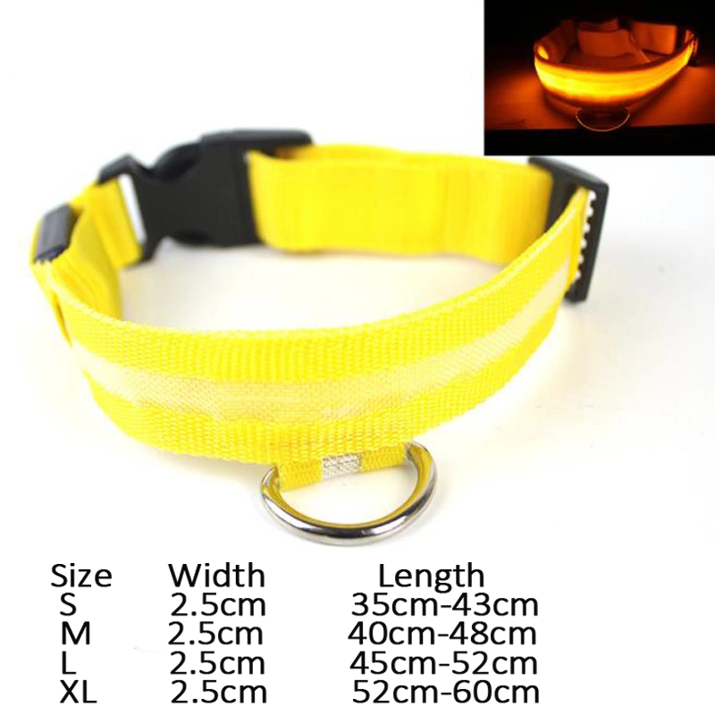 Adjustable Necklace Safety Nylon LED Glowing Dog Collar for Pet Dogs