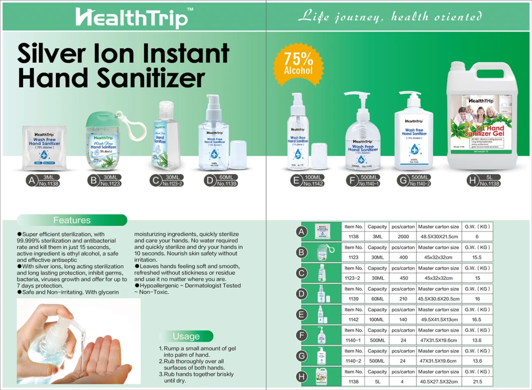 60ml Alcohol Antibacterial Hand Sanitizer Gel