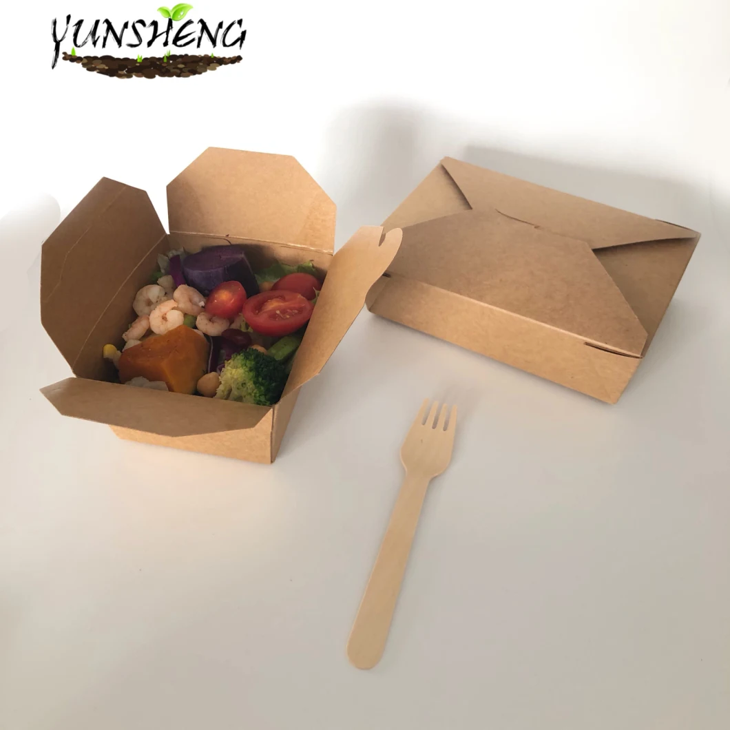 Customized Disposable Bamboo Paper Folding Boxes for Takeaway Food/Biodegradable Wheat Straw Paper Boxes