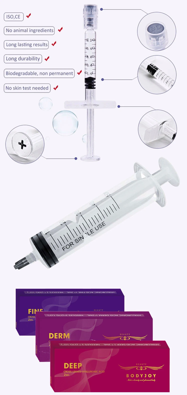 Hot Sale Beauty Product Injections Breast Enlargement and Body 50ml Hyaluronic Acid Dermal Filler with CE