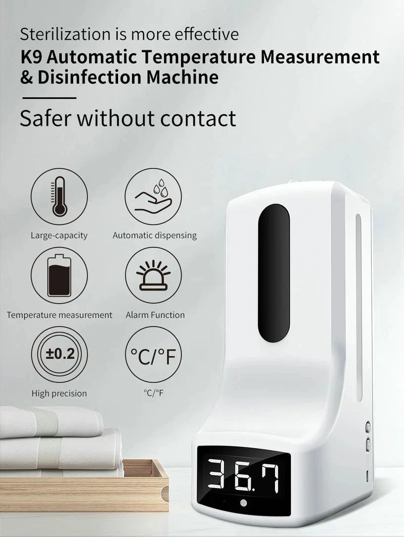 Customized Production Bathroom, Kitchen, Hotel, Restaurant, Non-Contact Wall-Mounted 1200ml Alcohol Hand Sanitizer Soap Dispenser