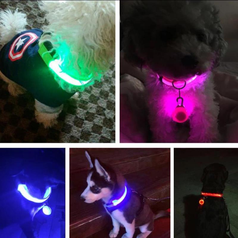 Adjustable Necklace Safety Nylon LED Glowing Dog Collar for Pet Dogs