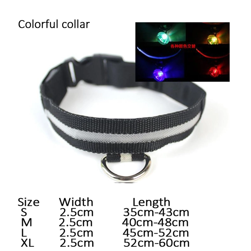 Adjustable Necklace Safety Nylon LED Glowing Dog Collar for Pet Dogs