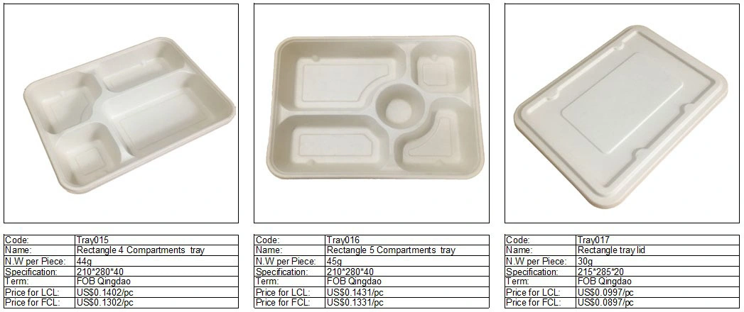 Many Sizes100% Natural Biodegradable Compostable Wheat Straw Fiber, Bagasse Tray