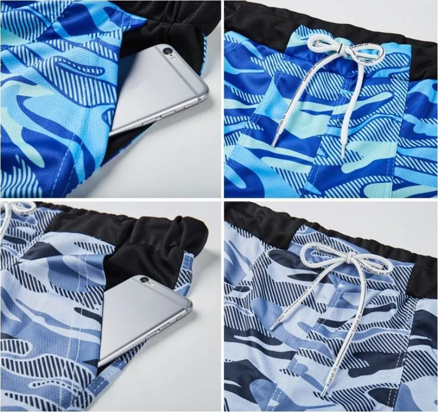 Swimwear Men Swimming Trunk Surf Camo Shorts Swimsuits Pocket