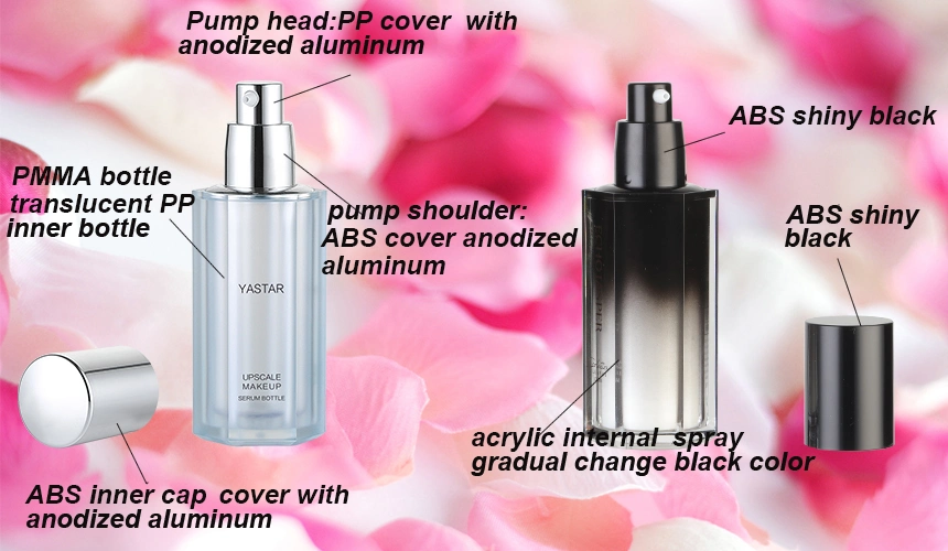 Exagonal Cosmetics Airless Spray Pump Bottle with Six Side Container for Cosmetics Foundation