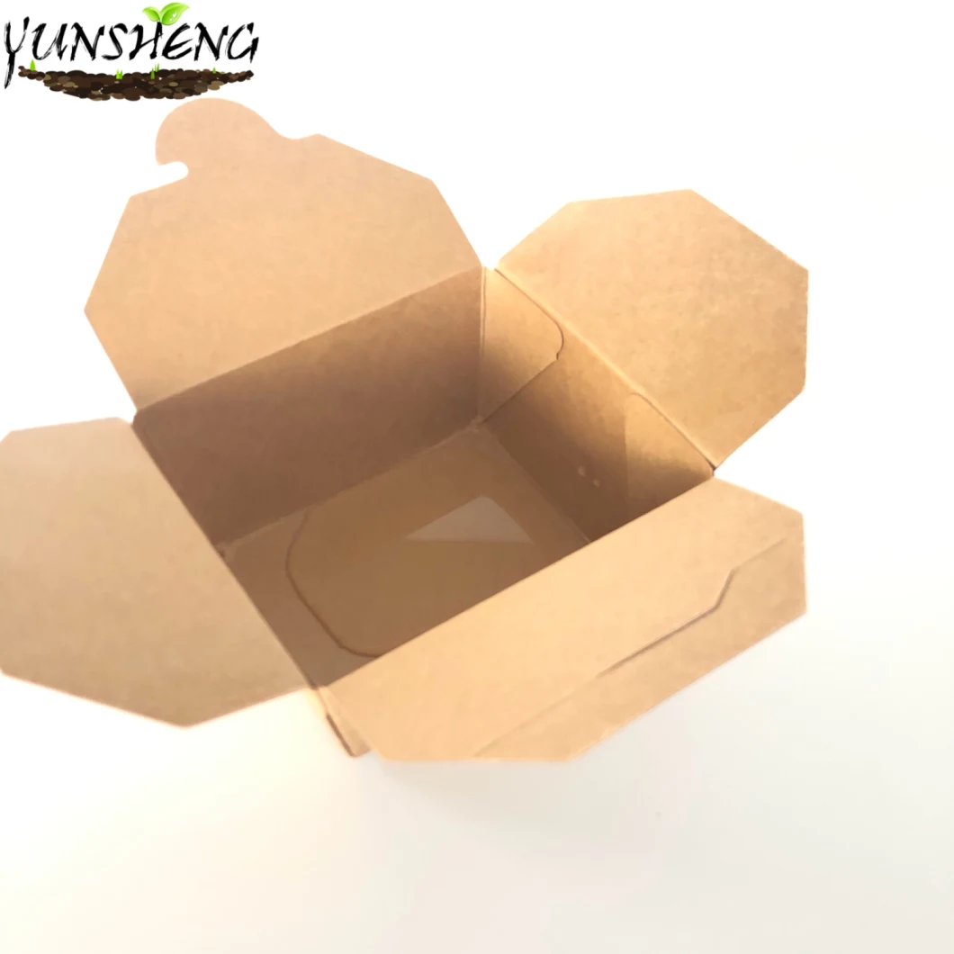 Customized Disposable Bamboo Paper Folding Boxes for Takeaway Food/Biodegradable Wheat Straw Paper Boxes