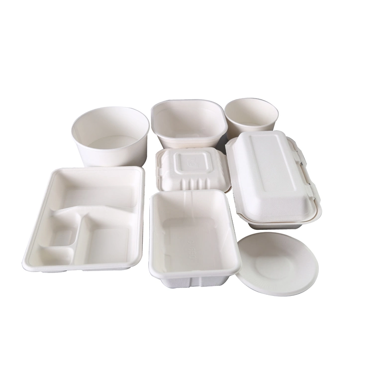 Biodegradable Wholesale Natural Wheat Straw Pulp Double Compartments Food Container