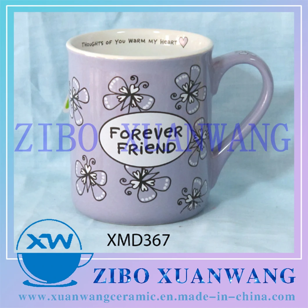 Two Tone Glaze Ceramic Mug with Straight Body and Full Body Printing Gift Mug