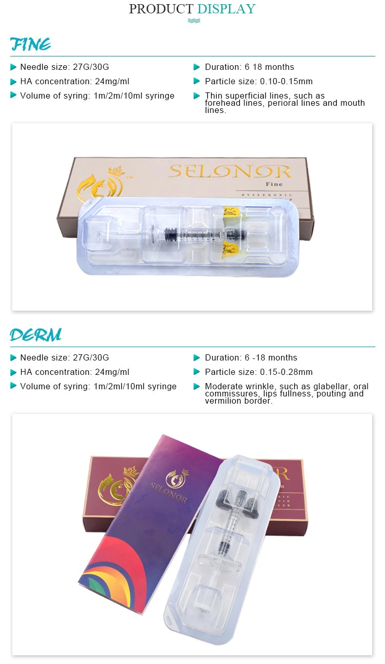 2ml Hot Selling Lip Fullness Cross Linked Injectable Long Lasting Dermal Filler
