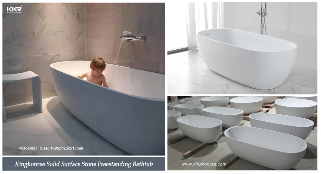 Oval Shape Bathtub Freestanding Tubs Solid Surface Bath Acrylic Resin Stone Bathtub