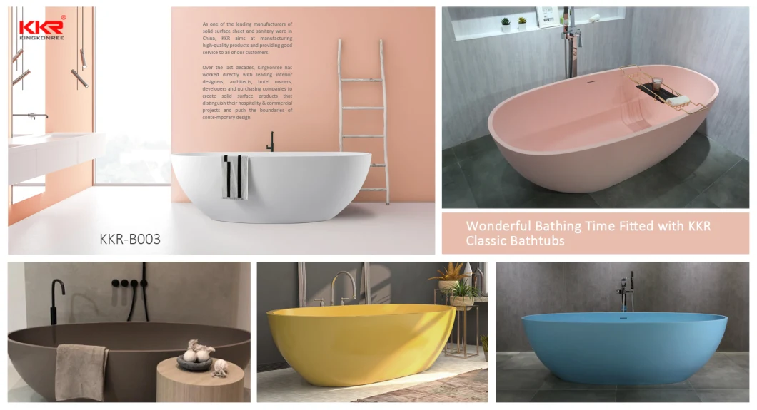 Custom Resin Bath Tub Artificial Stone Soaking Bathtub Freestanding Solid Surface Bathtub